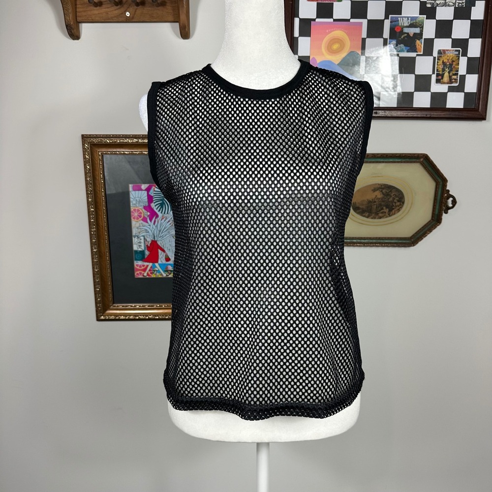 Vintage Max‎ Active Worldwide Black Thick Mesh Tank Top